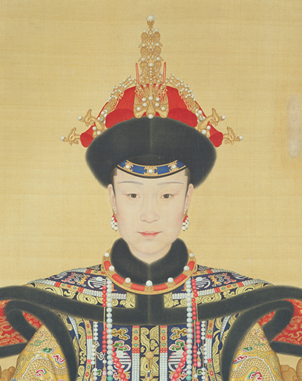 清人画孝贤后半身像屏